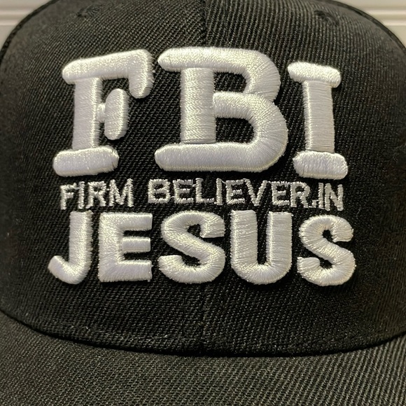 FBI- Firm Believer in Jesus Black Embroidered Baseball Cap - Picture 4 of 12